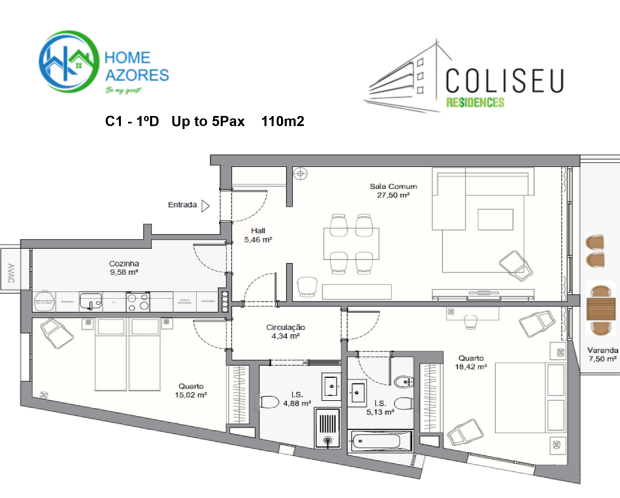 Home Azores - Coliseu Residences C1 1Drt